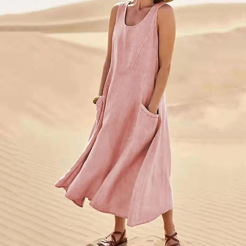 Sophie - Linen-Cotton Sleeveless Dress for Women